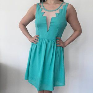 Formal Turquoise Dress with Mesh Front for Prom/Graduation/Weddings